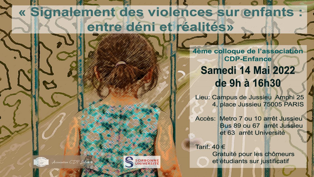 Colloque - ＂Signalement des violences sur enfants : entre déni et réalités＂ - 14 mai 2022